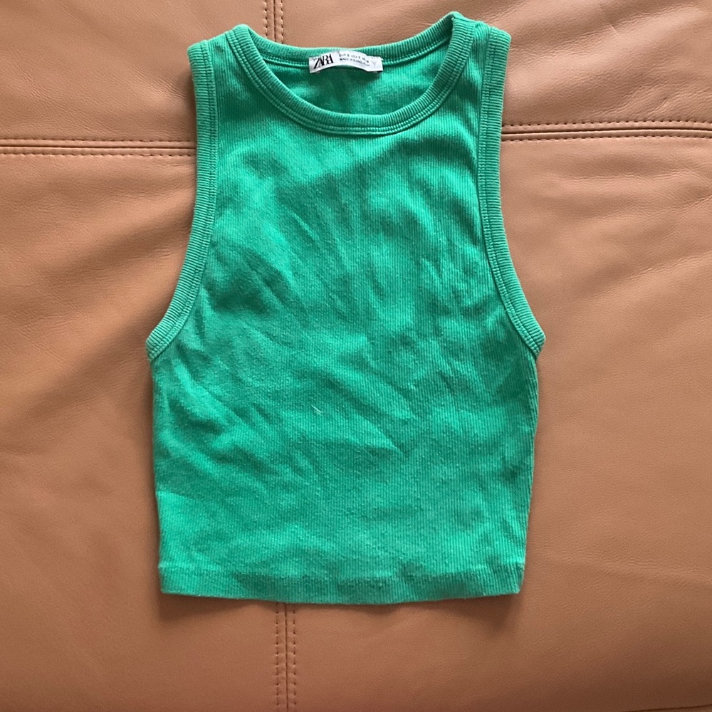 Zara ribbed green cropped cami